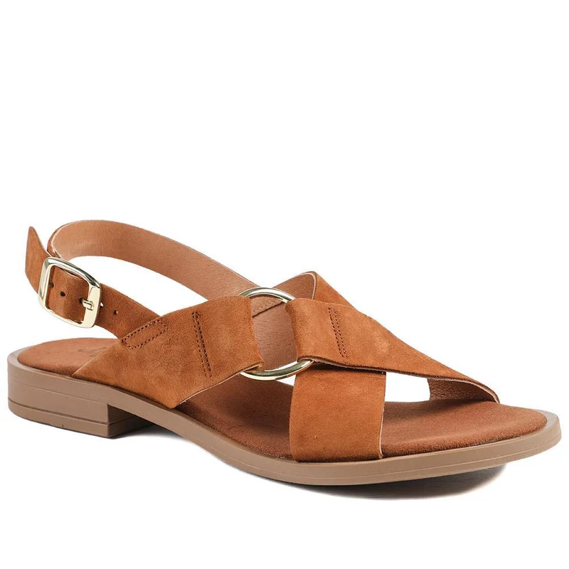 Genessa Leather Strappy Sandals - GENESSA / 329 398 - Cognac Suede