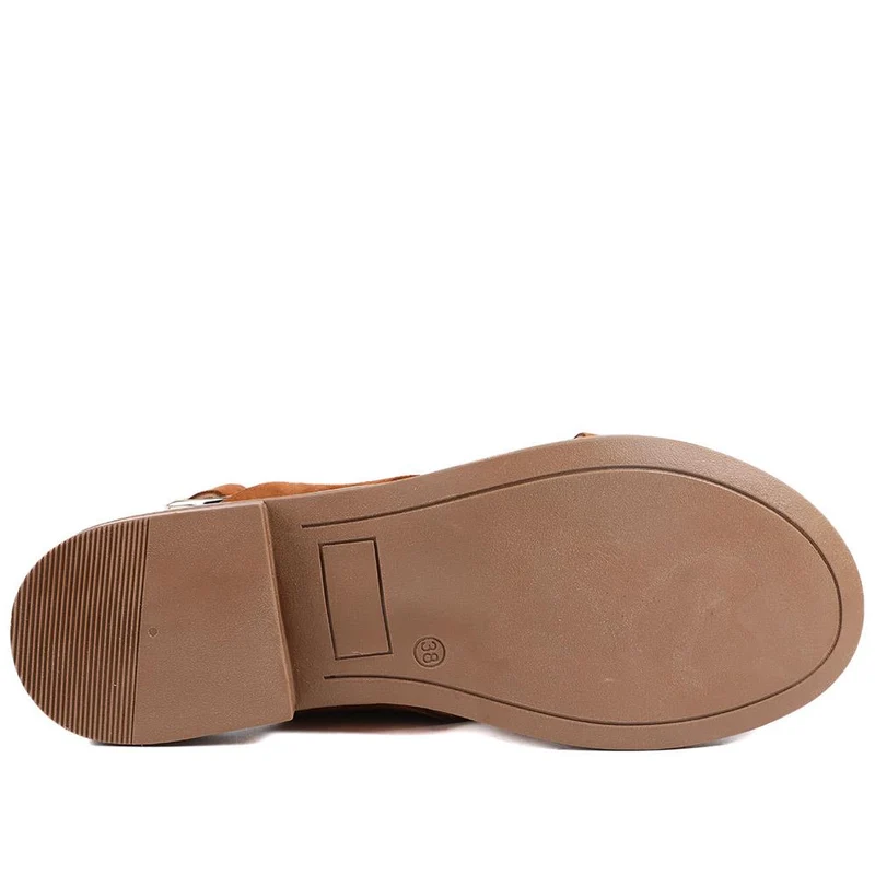 Genessa Leather Strappy Sandals - GENESSA / 329 398 - Cognac Suede