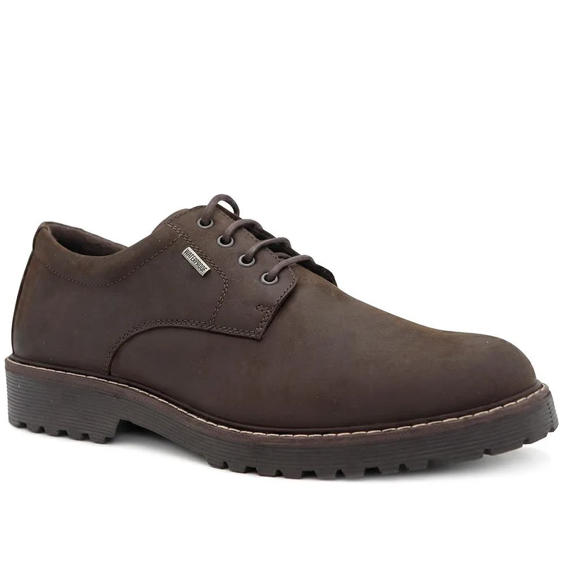 Halewood Waterproof Leather Derby Shoes - HALEWOOD / 330 089 - Dark Brown Nubuck