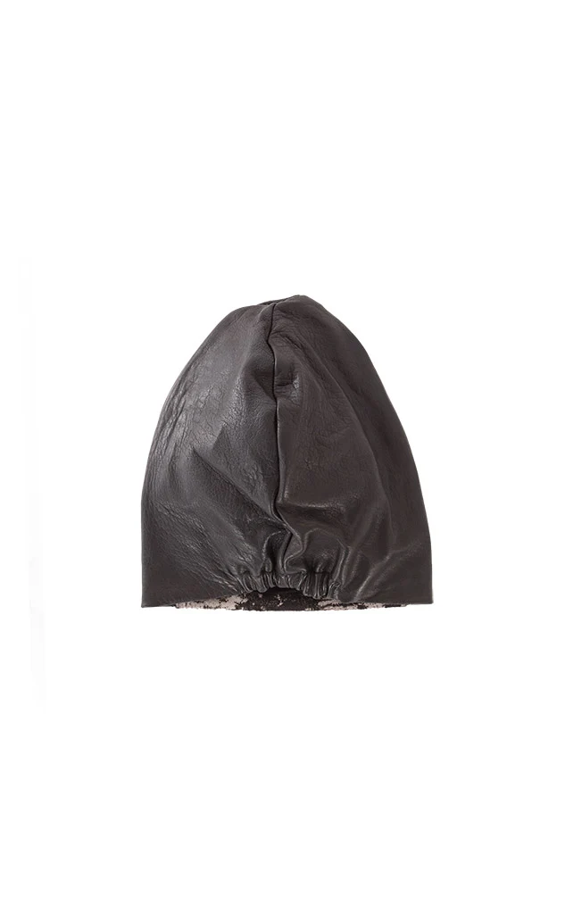 Claudio Cutuli Ledermütze Beanie ANIC UNICA schwarz