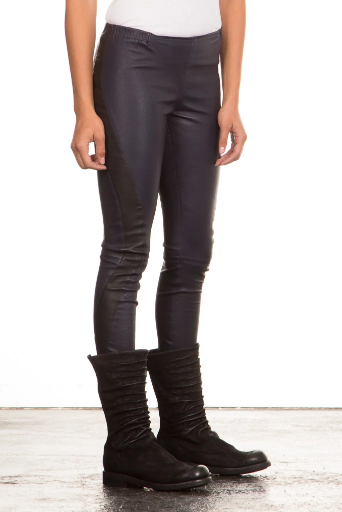 NOVE Damen Lammnappa Lederleggings dunkelblau