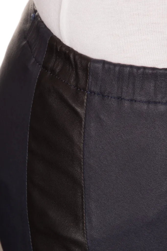 NOVE Damen Lammnappa Lederleggings dunkelblau