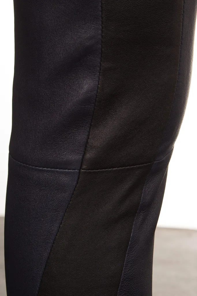 NOVE Damen Lammnappa Lederleggings dunkelblau
