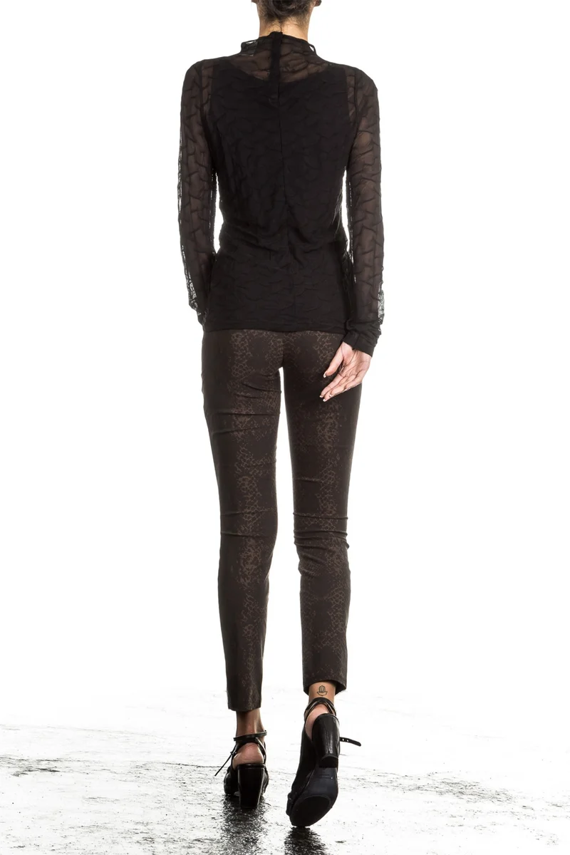 Sarah Pacini Damen Langarm Tüllshirt schwarz