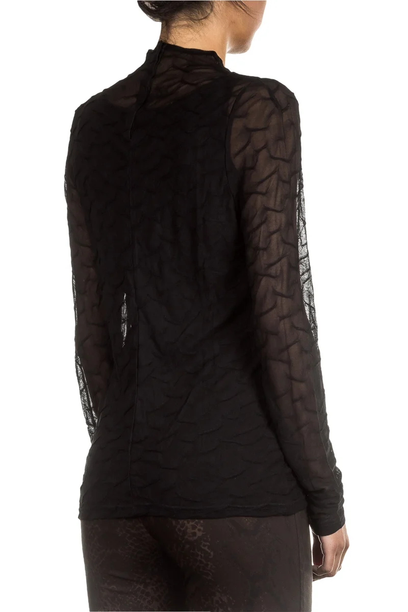 Sarah Pacini Damen Langarm Tüllshirt schwarz