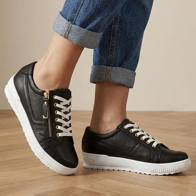 Padova Wide-Fit Leather Trainers - PADOVAWIDE / 326 787 - Black