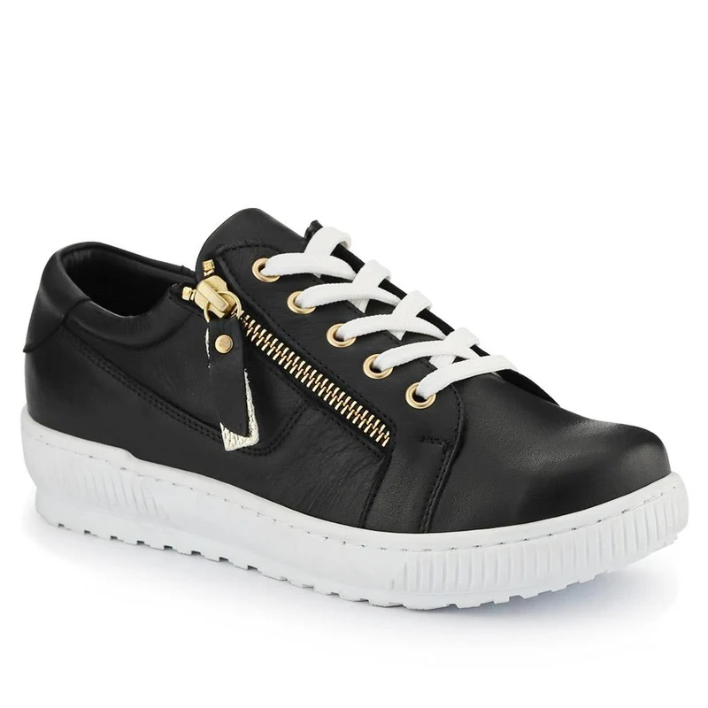 Padova Wide-Fit Leather Trainers - PADOVAWIDE / 326 787 - Black