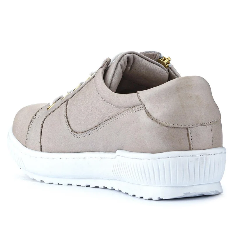 Padova Wide-Fit Leather Trainers - PADOVAWIDE / 326 787 - Stone