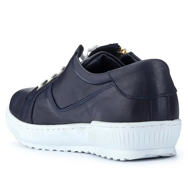 Padova Wide-Fit Leather Trainers - PADOVAWIDE / 326 787 - Navy