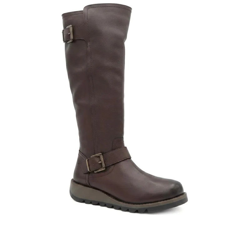 Darlene2 Casual Leather Long Boots - DARLENE2 / 329 735 - Brown