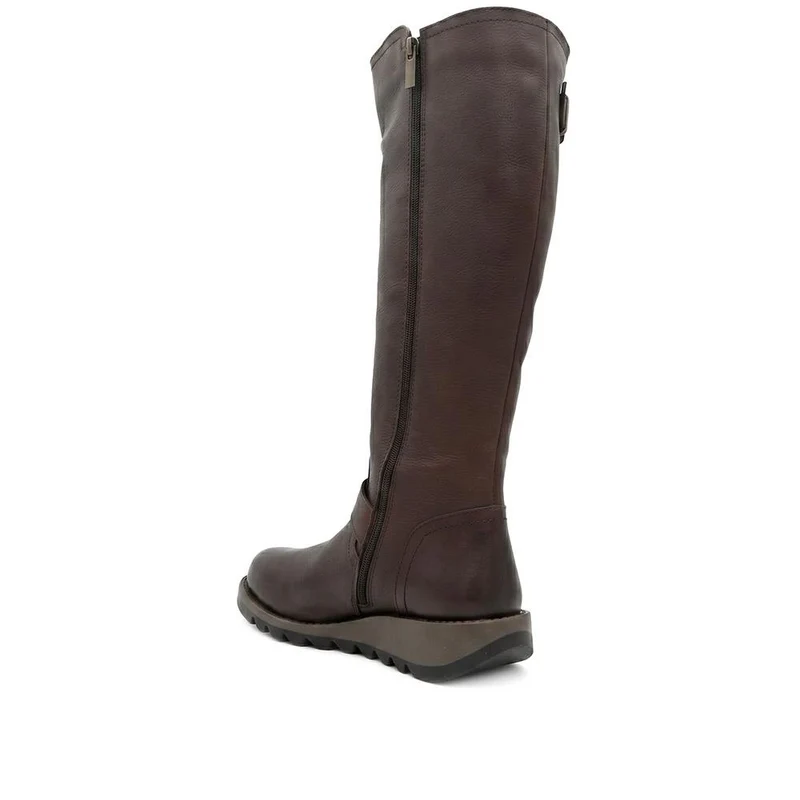 Darlene2 Casual Leather Long Boots - DARLENE2 / 329 735 - Brown