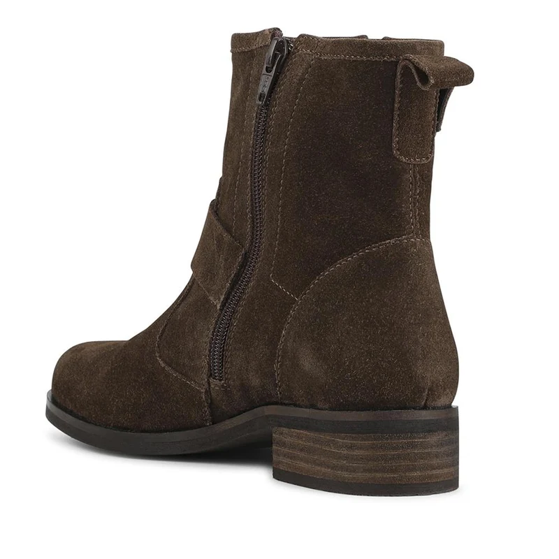 Maribel Buckle-Detailed Leather Boots - MARIBEL / 328 563 - Chocolate Suede