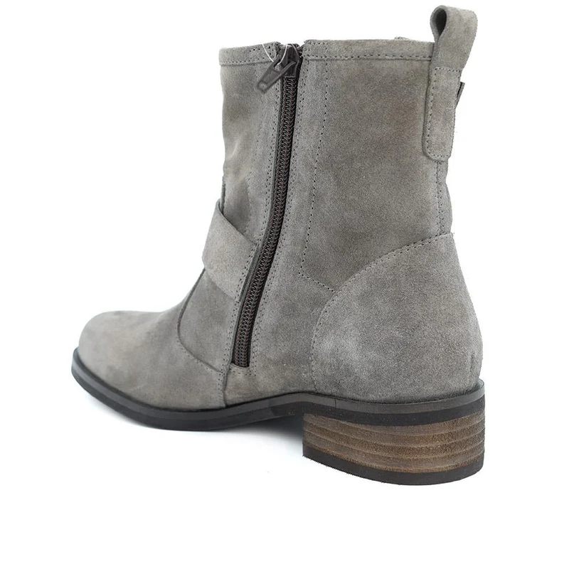 Maribel Buckle-Detailed Leather Boots - MARIBEL / 328 563 - Taupe Suede