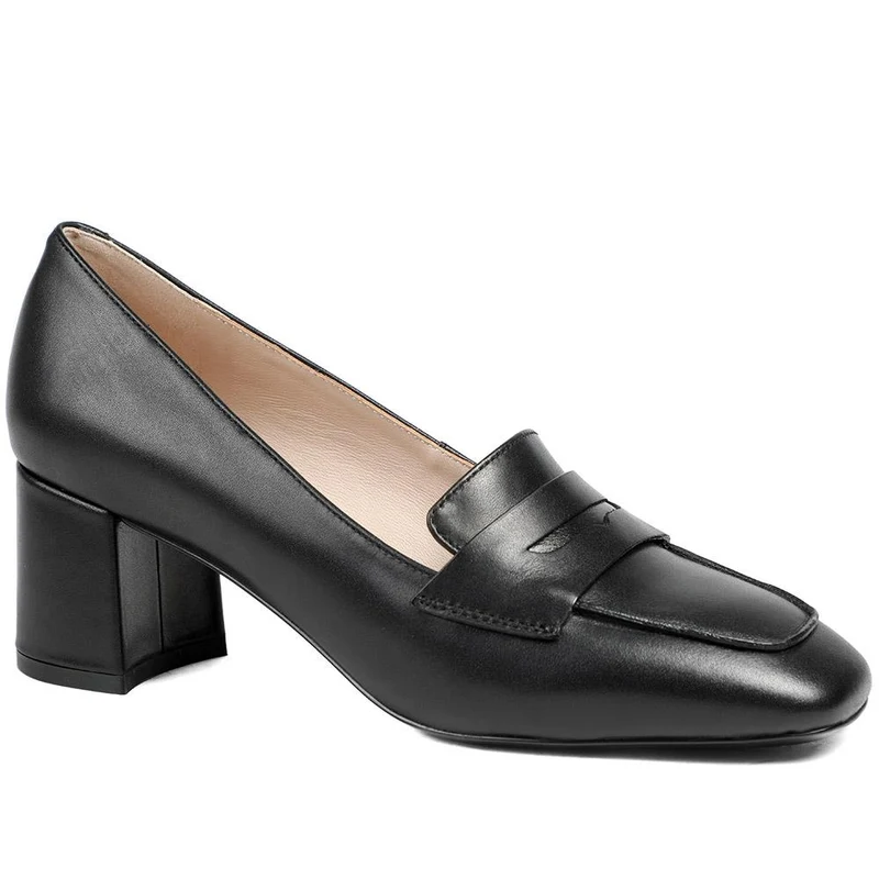 Zeta Leather Court Shoes - ZETA / 329 015 - Black Leather