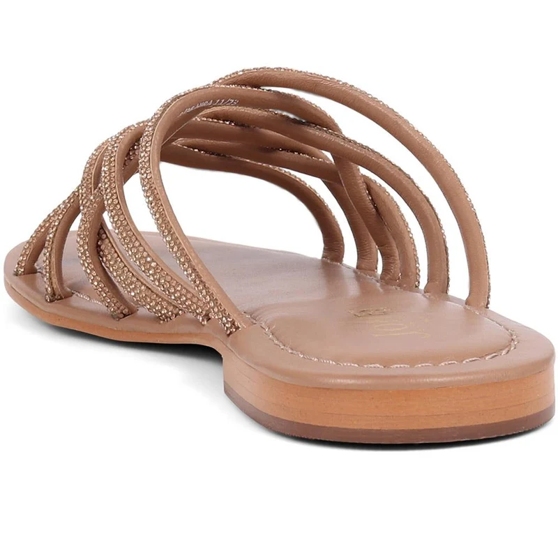 Hira Jewelled Leather Sandals - HIRA / 325 182 - Tan