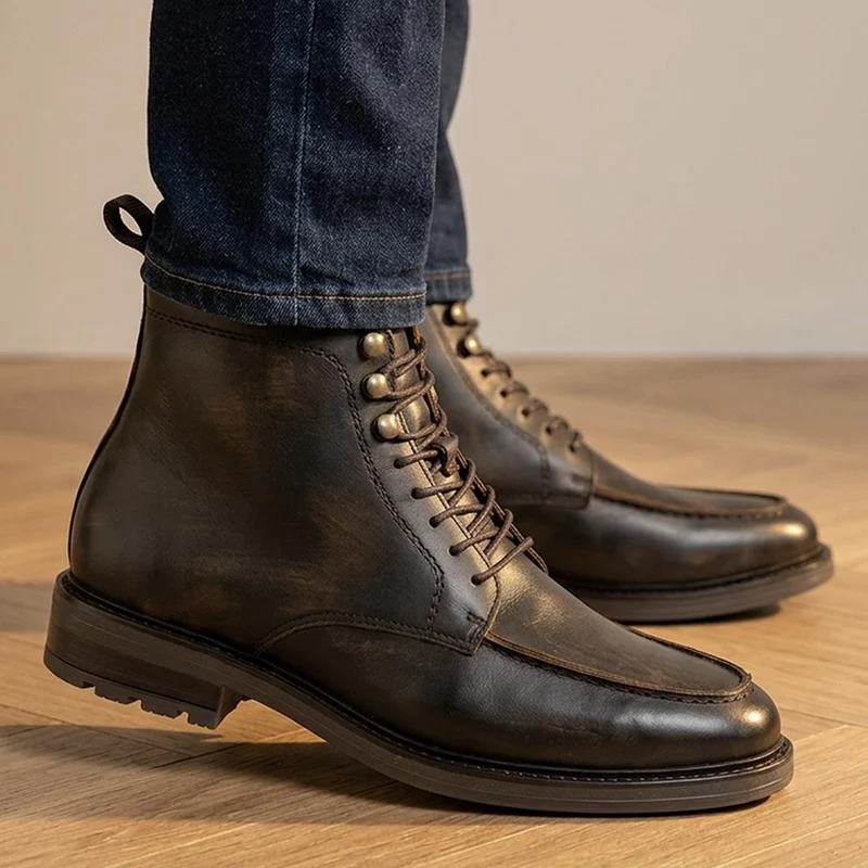 Endric Leather Lace Up Boots - ENDRIC / 330 100 - Brown
