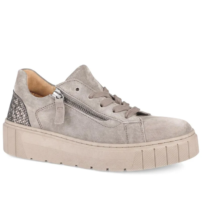 Ferry Wide Fit Leather Platform Trainers - GAB42511 / 328 030 - Taupe