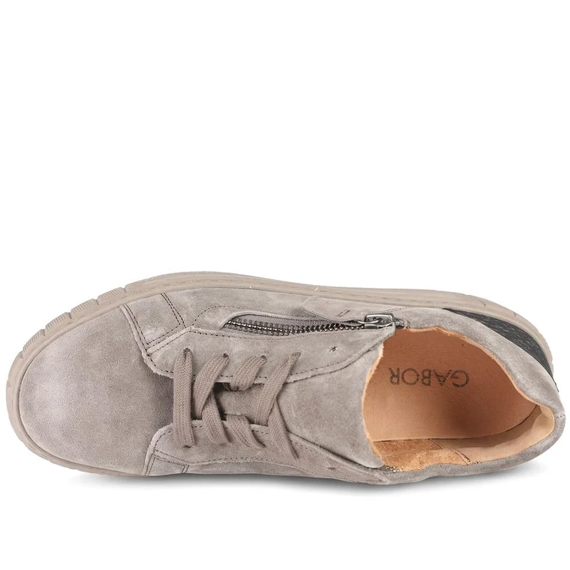 Ferry Wide Fit Leather Platform Trainers - GAB42511 / 328 030 - Taupe