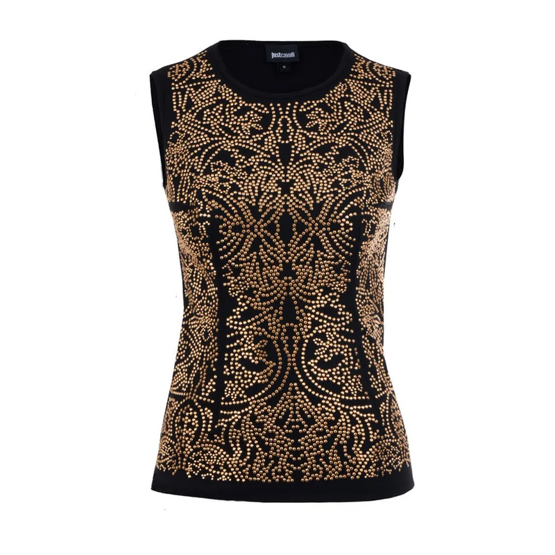 Just Cavalli Top ornamental Strasssteine schwarz