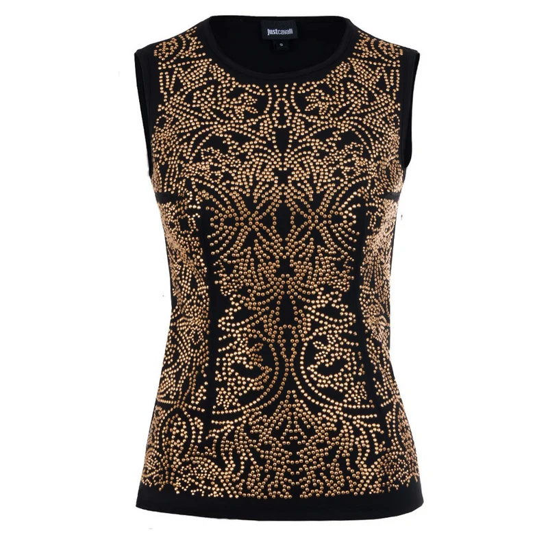 Just Cavalli Top ornamental Strasssteine schwarz