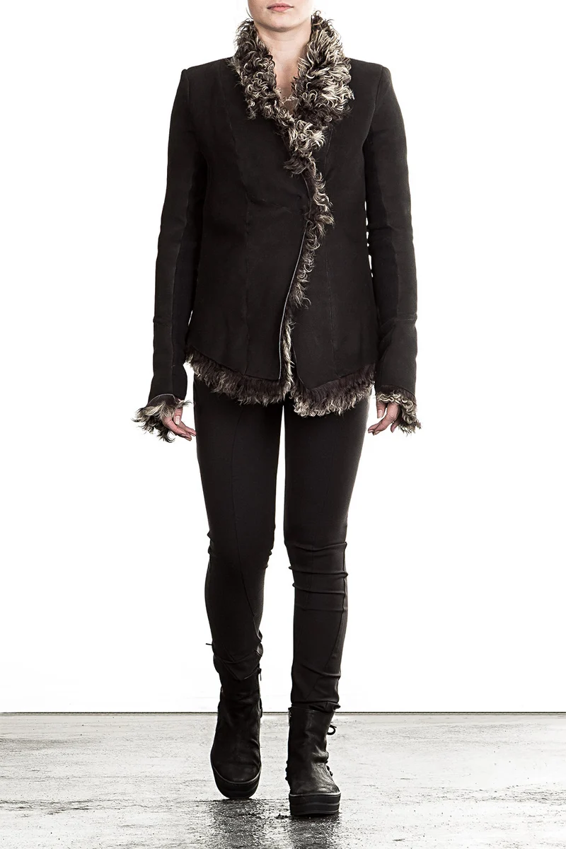 10sei0otto Damen Lammfelljacke Avantgarde schwarz