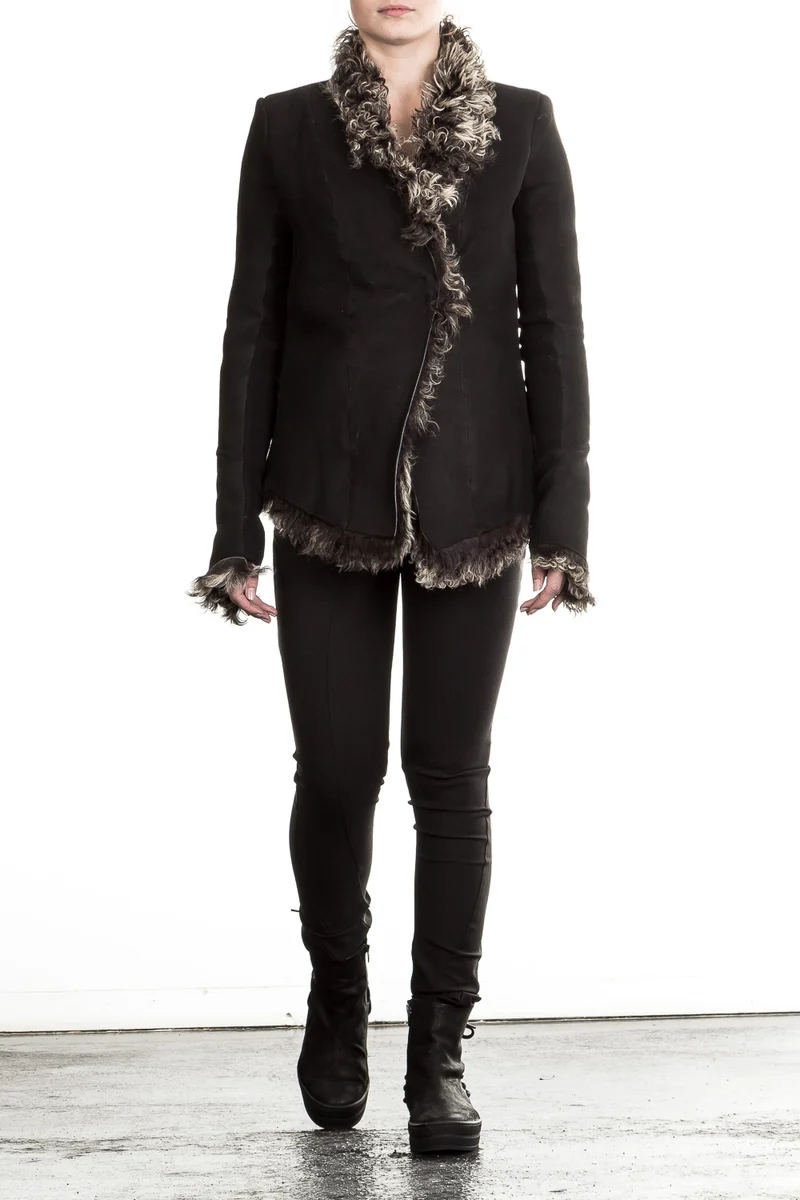 10sei0otto Damen Lammfelljacke Avantgarde schwarz