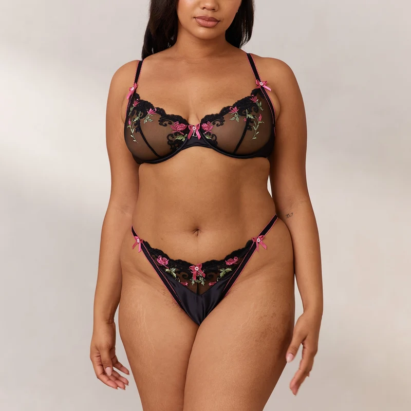 Bloom Embroidered Balcony BH - Schwarz