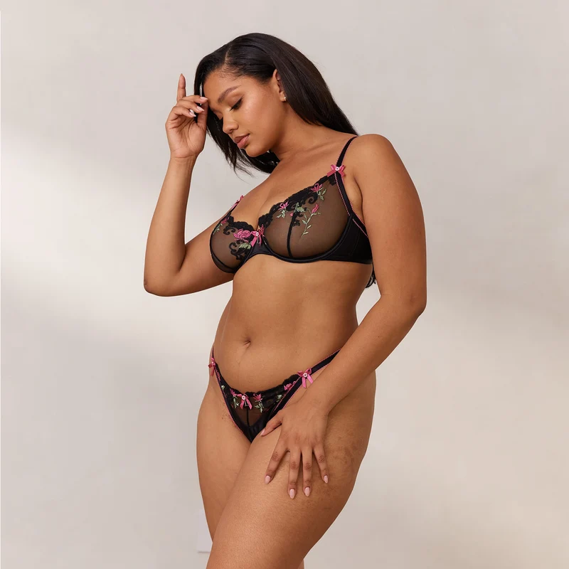 Bloom Embroidered Balcony BH - Schwarz