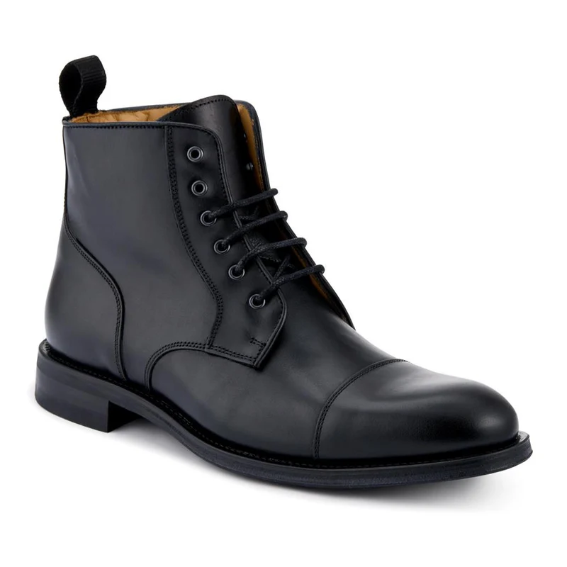 Chalkwell Blake Stitched Leather Lace Up Boots - CHALKWELL / 327 853 - Black