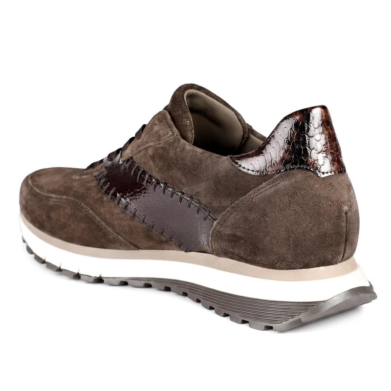 Gabor Wide Fit Leather Lace Up Trainers - GAB44519 / 330 023 - Chocolate