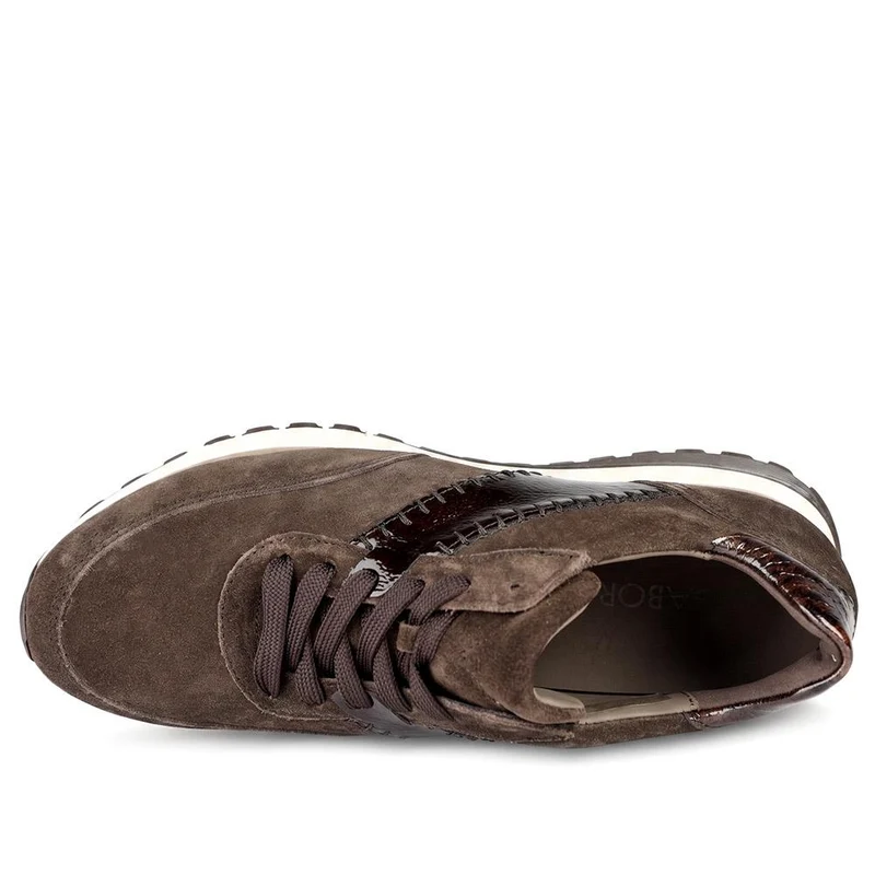 Gabor Wide Fit Leather Lace Up Trainers - GAB44519 / 330 023 - Chocolate