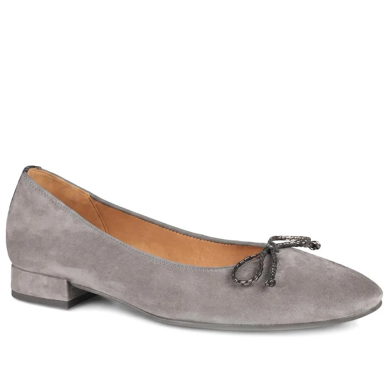 Gabor Wide Fit Leather Delicate Bow Pumps - GAB44516 / 330 027 - Taupe Suede