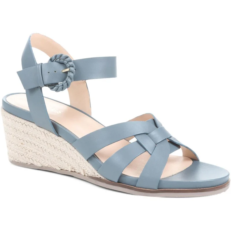 Loriana Leather Woven Wedge Sandals - LORIANA / 323 346 - Blue