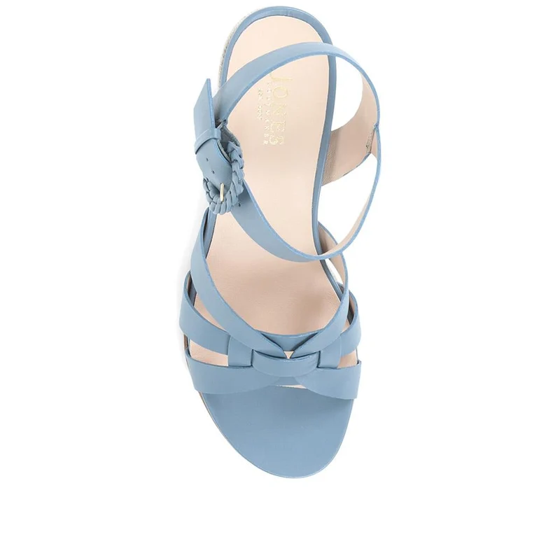 Loriana Leather Woven Wedge Sandals - LORIANA / 323 346 - Blue