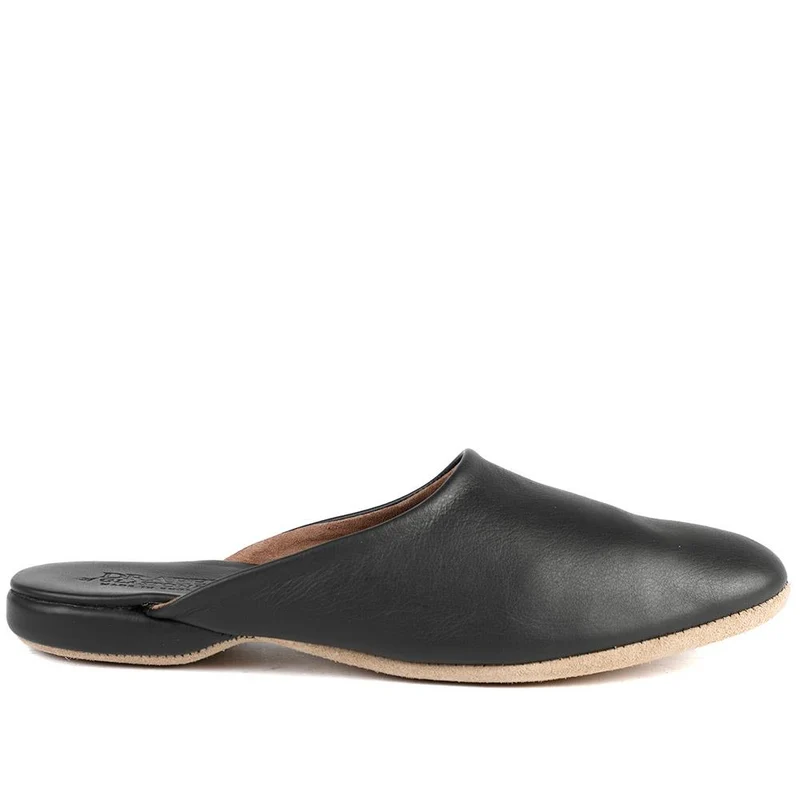 Draper William Leather Mule Slippers - DRAPR42502 / 328 458 - Black