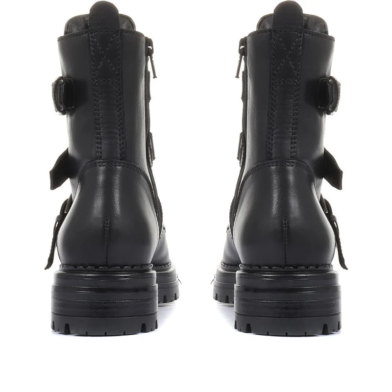 Casimira Buckle Biker Boots - CASIMIRA / 320 549 - Black Leather