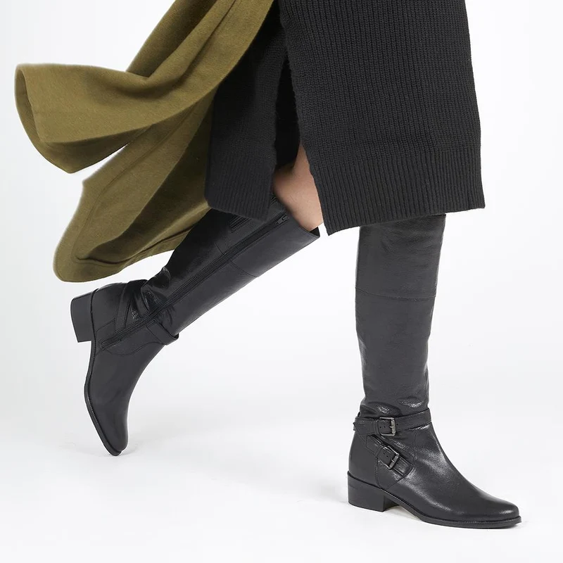 Phoebe Medium Calf Fit Leather Knee-High Boots - PHOEBEM / 320 895 - Black