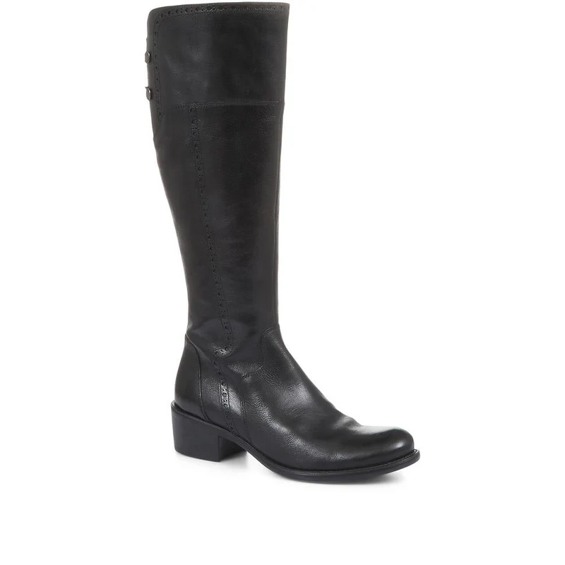 Rachel Slim Calf Fit Leather Rider Boots - RACHELS / 320 893 - Black