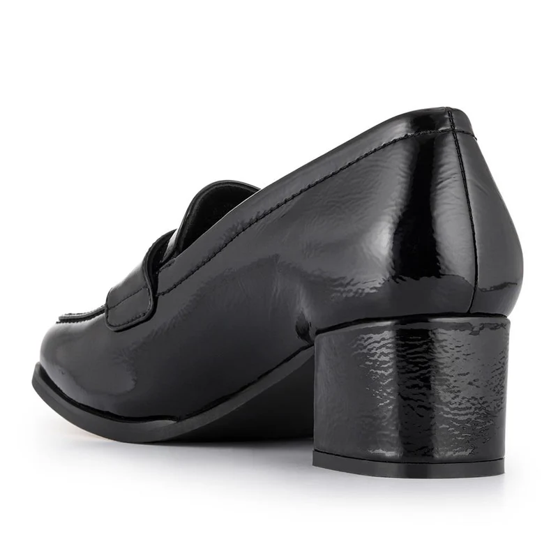 Brielle Patent Leather Heeled Loafers - BRIELLE / 324 701 - Black Patent