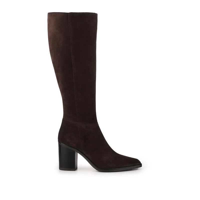 Cagliari Wide Calf Fit Knee-High Boots - CAGLIARIL / 321 032 - Chocolate Suede
