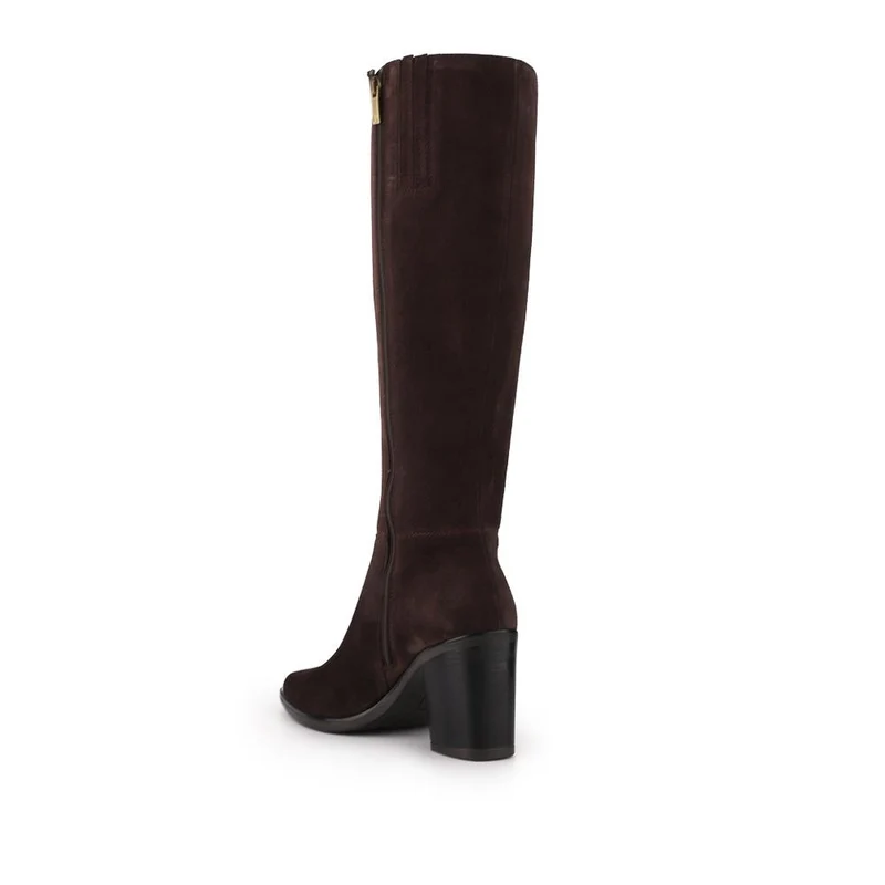 Cagliari Wide Calf Fit Knee-High Boots - CAGLIARIL / 321 032 - Chocolate Suede