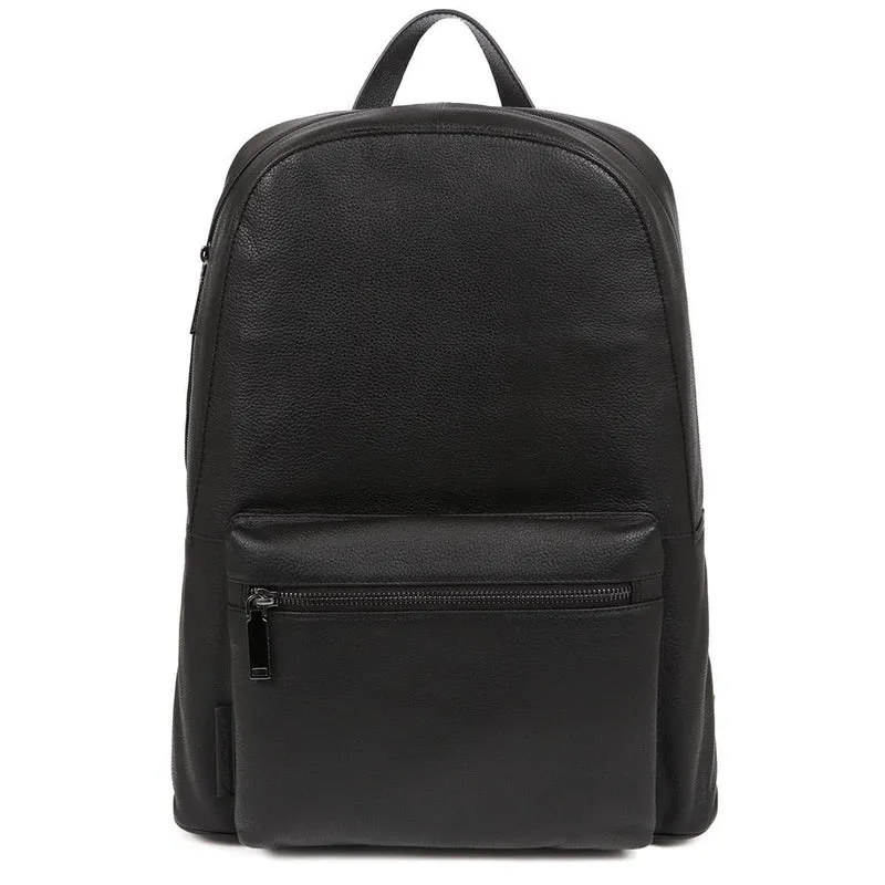 Vally Leather Backpack - VALLY / 324 787 - Black Grain