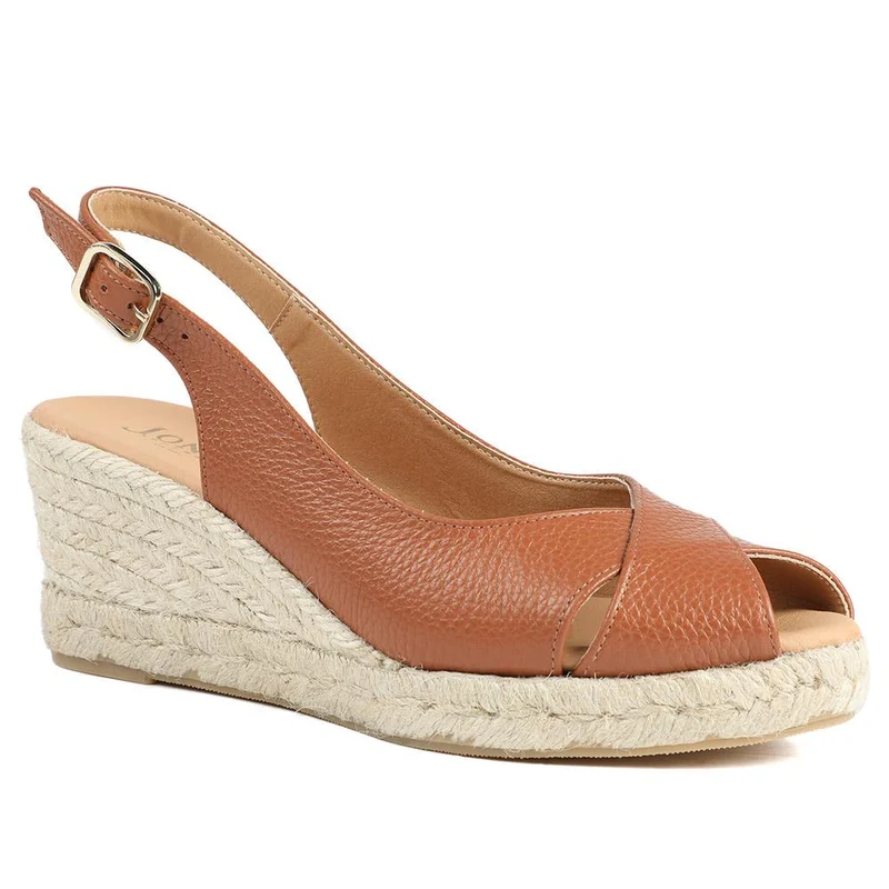 Raquelle Leather Heeled Espadrilles - RAQUELLE / 327 558 - Tan