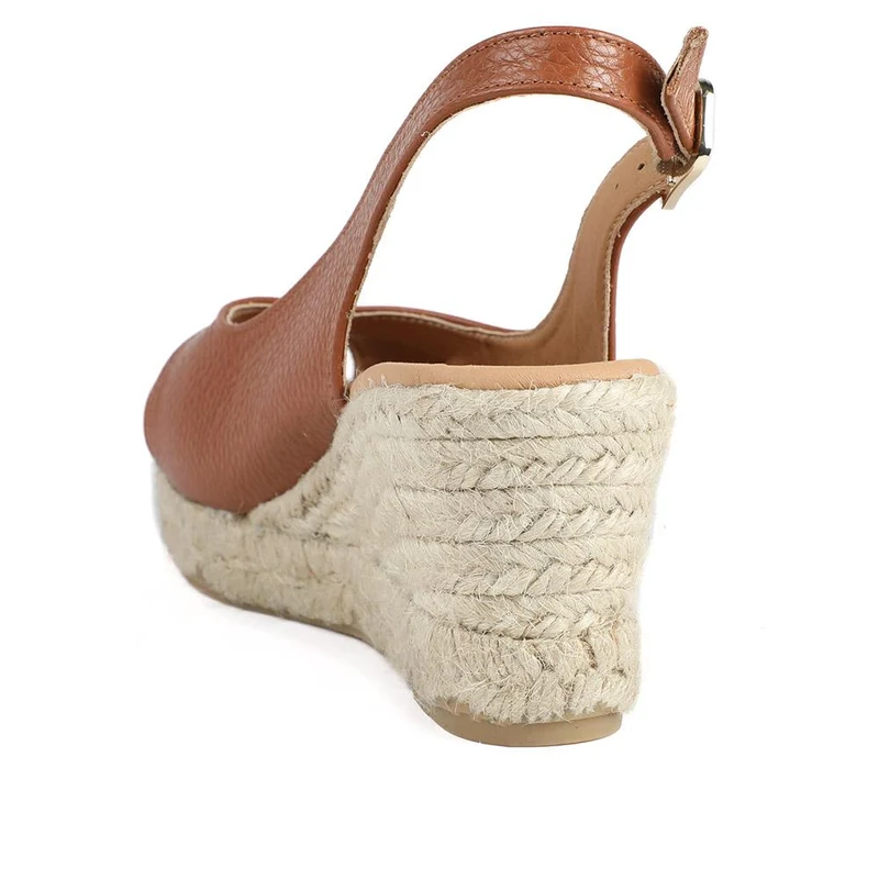 Raquelle Leather Heeled Espadrilles - RAQUELLE / 327 558 - Tan