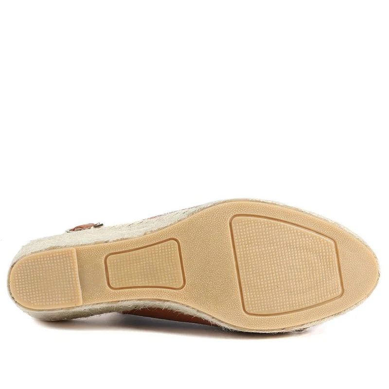 Raquelle Leather Heeled Espadrilles - RAQUELLE / 327 558 - Tan