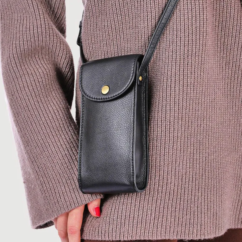 Vix Leather Crossbody Phone Bag - VIX / 328 536 - Black