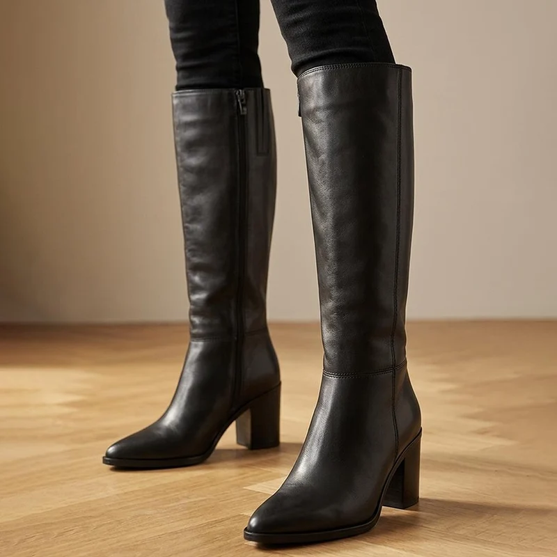 Cagliari Extra Slim Calf Fit Knee-High Boots - CAGLIARIXS / 321 244 - Black