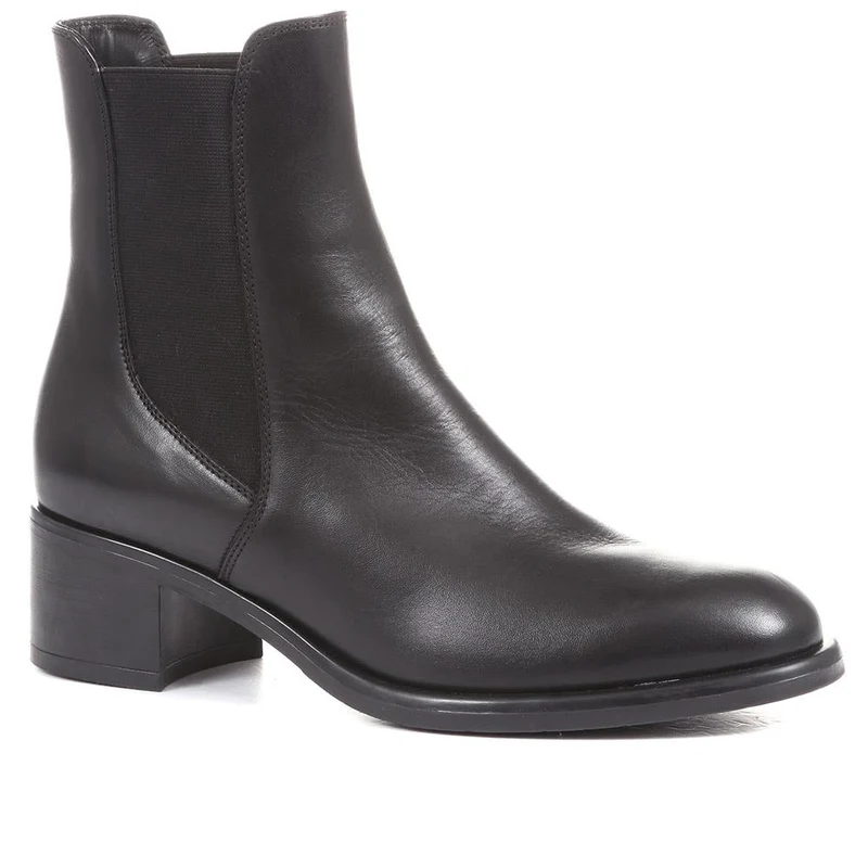 Doria Heeled Leather Chelsea Boots - DORIA / 322 365 - Black