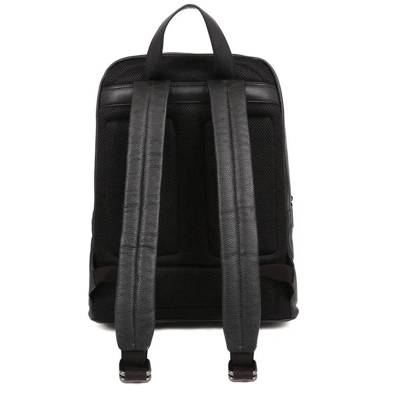 Vally Leather Backpack - VALLY / 324 787 - Black Grain