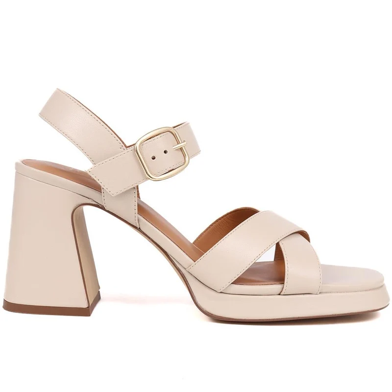 Gladiola2 Leather Platform Sandals - GLADIOLA2 / 325 048 - Cream